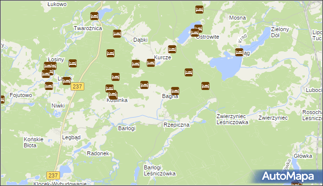 mapa Bagna gmina Czersk, Bagna gmina Czersk na mapie Targeo