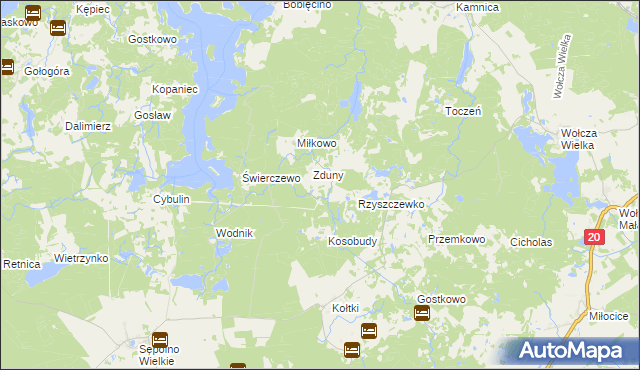 mapa Bagniewko gmina Biały Bór, Bagniewko gmina Biały Bór na mapie Targeo
