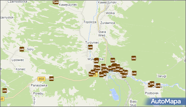 mapa Bagno gmina Zwierzyniec, Bagno gmina Zwierzyniec na mapie Targeo