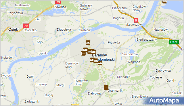 mapa Baranów Sandomierski, Baranów Sandomierski na mapie Targeo