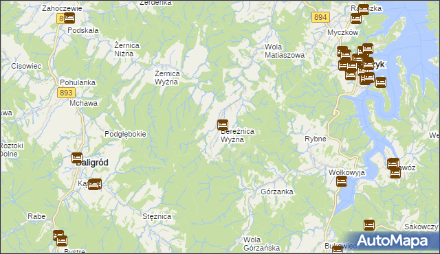 mapa Bereżnica Wyżna, Bereżnica Wyżna na mapie Targeo