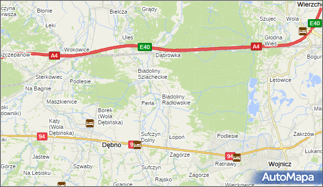 mapa Biadoliny Radłowskie, Biadoliny Radłowskie na mapie Targeo