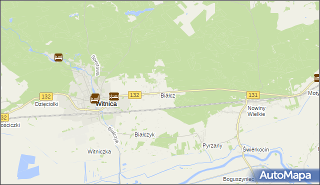 mapa Białcz gmina Witnica, Białcz gmina Witnica na mapie Targeo