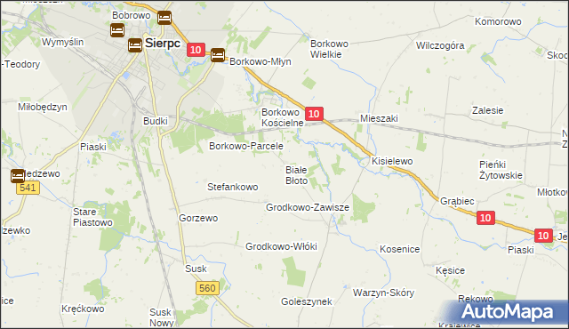 mapa Białe Błoto gmina Sierpc, Białe Błoto gmina Sierpc na mapie Targeo