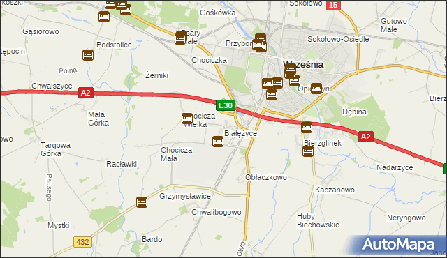 mapa Białężyce, Białężyce na mapie Targeo