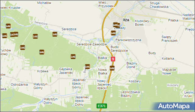mapa Białka gmina Iłża, Białka gmina Iłża na mapie Targeo