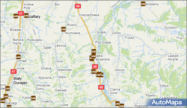mapa Białka Tatrzańska, Białka Tatrzańska na mapie Targeo