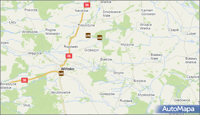 mapa Białków gmina Wińsko, Białków gmina Wińsko na mapie Targeo