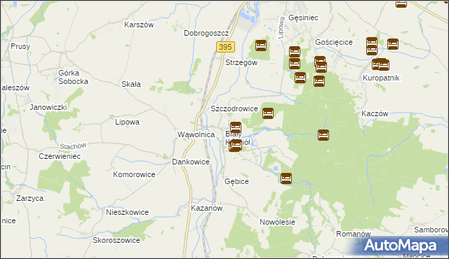 mapa Biały Kościół gmina Strzelin, Biały Kościół gmina Strzelin na mapie Targeo