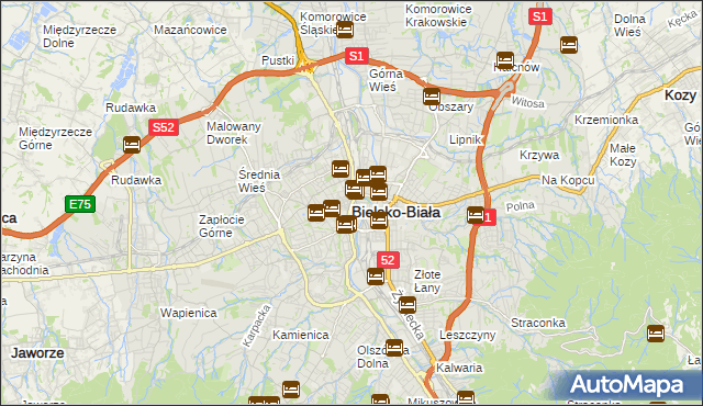 mapa Bielsko-Białej, Bielsko-Biała na mapie Targeo