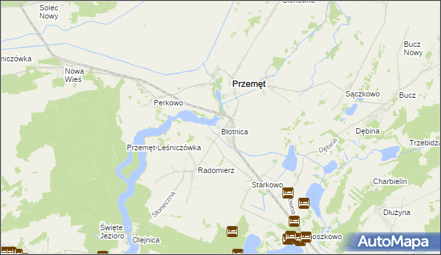 mapa Błotnica gmina Przemęt, Błotnica gmina Przemęt na mapie Targeo