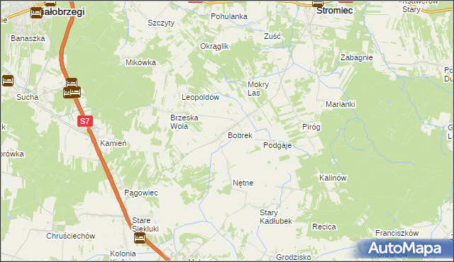 mapa Bobrek gmina Stromiec, Bobrek gmina Stromiec na mapie Targeo