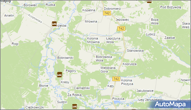 mapa Bobrowska Wola, Bobrowska Wola na mapie Targeo
