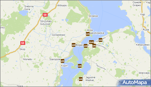 mapa Bogaczewo gmina Giżycko, Bogaczewo gmina Giżycko na mapie Targeo
