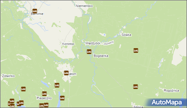 mapa Bogdanka gmina Drawno, Bogdanka gmina Drawno na mapie Targeo