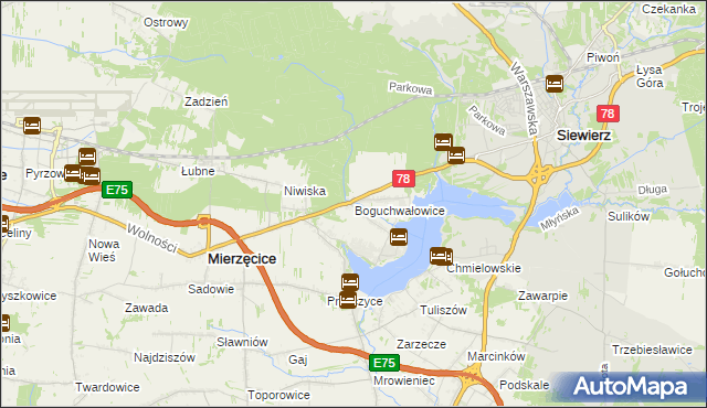 mapa Boguchwałowice, Boguchwałowice na mapie Targeo