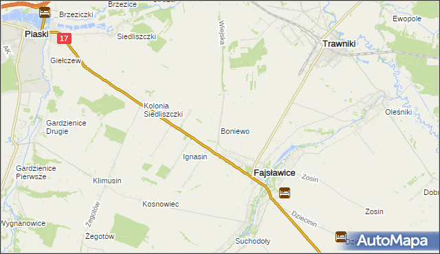 mapa Boniewo gmina Fajsławice, Boniewo gmina Fajsławice na mapie Targeo