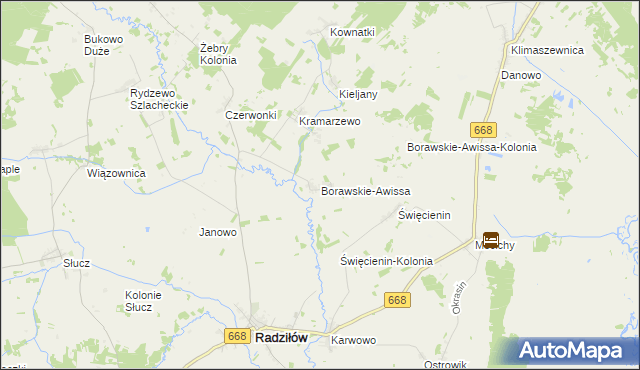 mapa Borawskie-Awissa, Borawskie-Awissa na mapie Targeo