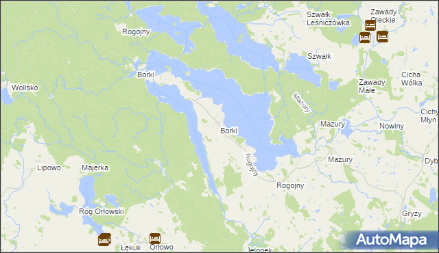 mapa Borki gmina Świętajno, Borki gmina Świętajno na mapie Targeo
