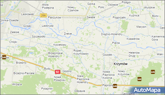 mapa Borowo gmina Krzymów, Borowo gmina Krzymów na mapie Targeo