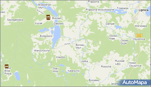 mapa Borowy Młyn gmina Lipnica, Borowy Młyn gmina Lipnica na mapie Targeo