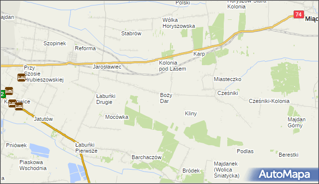 mapa Boży Dar gmina Sitno, Boży Dar gmina Sitno na mapie Targeo