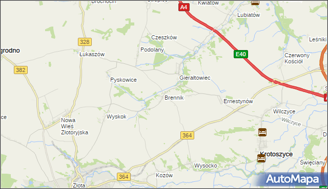 mapa Brennik gmina Złotoryja, Brennik gmina Złotoryja na mapie Targeo