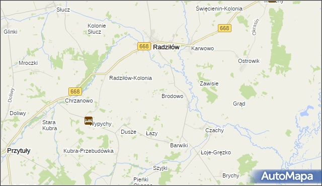 mapa Brodowo gmina Radziłów, Brodowo gmina Radziłów na mapie Targeo