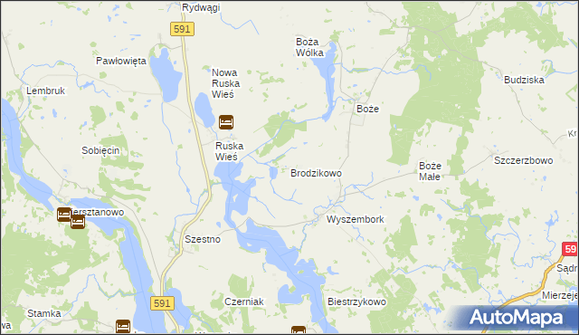 mapa Brodzikowo, Brodzikowo na mapie Targeo