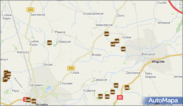 mapa Brożec gmina Strzelin, Brożec gmina Strzelin na mapie Targeo