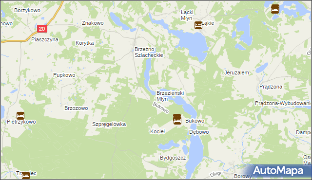 mapa Brzezieński Młyn, Brzezieński Młyn na mapie Targeo