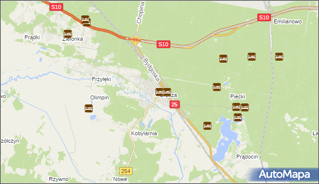 mapa Brzoza gmina Nowa Wieś Wielka, Brzoza gmina Nowa Wieś Wielka na mapie Targeo