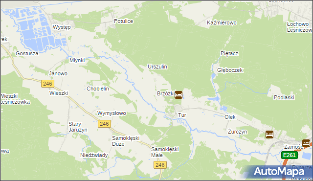 mapa Brzózki gmina Szubin, Brzózki gmina Szubin na mapie Targeo