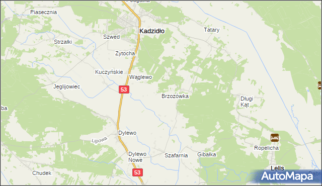 mapa Brzozówka gmina Kadzidło, Brzozówka gmina Kadzidło na mapie Targeo