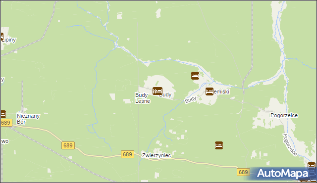 mapa Budy gmina Białowieża, Budy gmina Białowieża na mapie Targeo