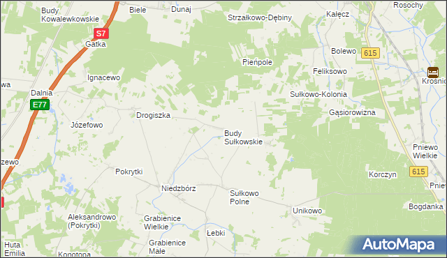 mapa Budy Sułkowskie gmina Strzegowo, Budy Sułkowskie gmina Strzegowo na mapie Targeo