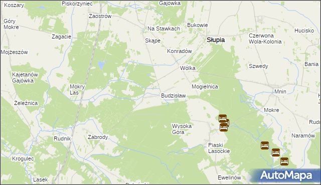 mapa Budzisław gmina Słupia Konecka, Budzisław gmina Słupia Konecka na mapie Targeo