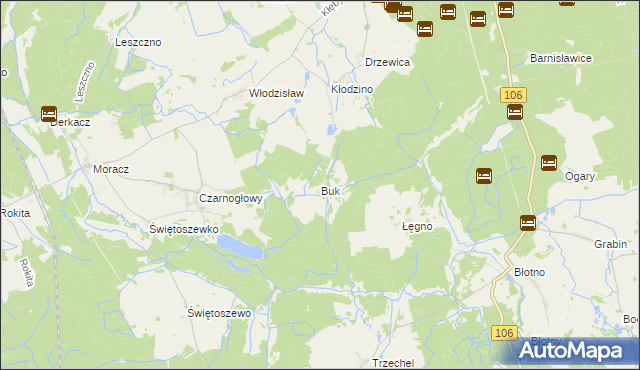 mapa Buk gmina Przybiernów, Buk gmina Przybiernów na mapie Targeo