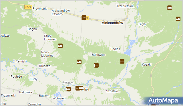 mapa Bukowiec gmina Aleksandrów, Bukowiec gmina Aleksandrów na mapie Targeo