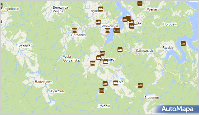 mapa Bukowiec gmina Solina, Bukowiec gmina Solina na mapie Targeo