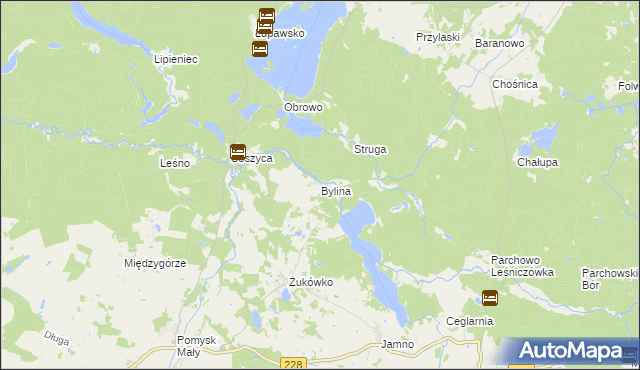 mapa Bylina gmina Parchowo, Bylina gmina Parchowo na mapie Targeo