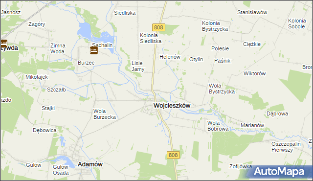mapa Bystrzyca gmina Wojcieszków, Bystrzyca gmina Wojcieszków na mapie Targeo