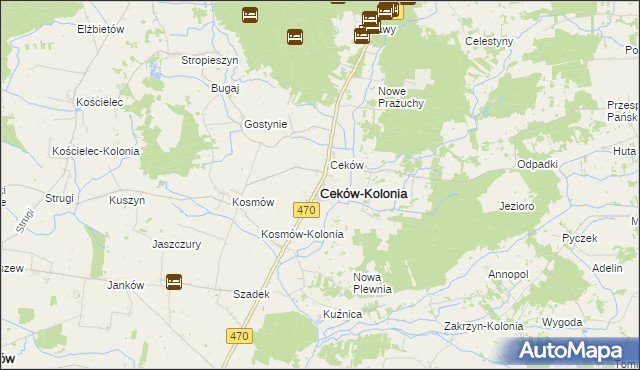 mapa Ceków-Kolonia, Ceków-Kolonia na mapie Targeo