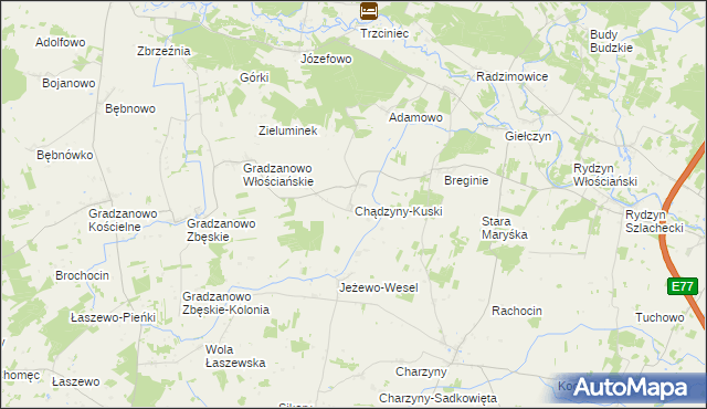 mapa Chądzyny-Kuski, Chądzyny-Kuski na mapie Targeo