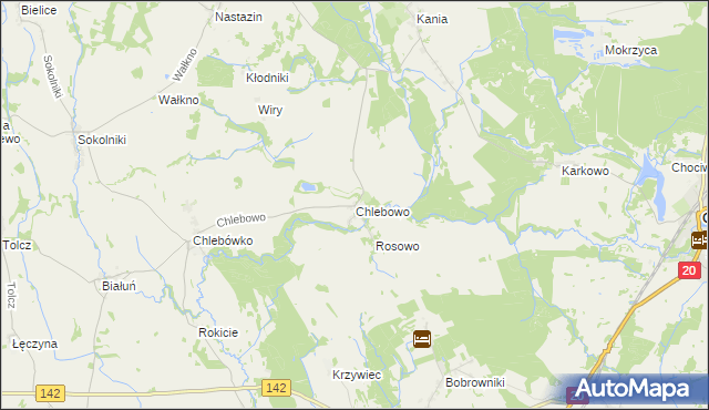 mapa Chlebowo gmina Stara Dąbrowa, Chlebowo gmina Stara Dąbrowa na mapie Targeo