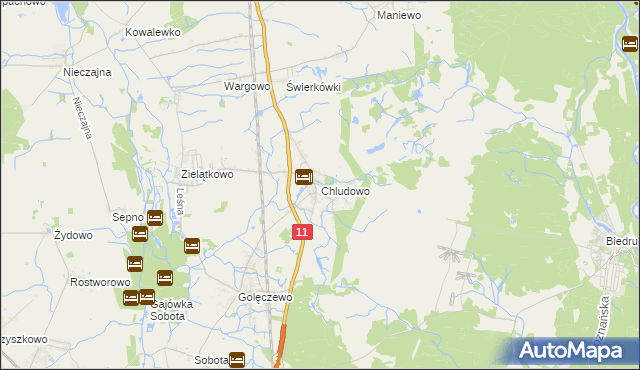 mapa Chludowo, Chludowo na mapie Targeo