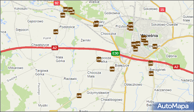 mapa Chocicza Wielka, Chocicza Wielka na mapie Targeo