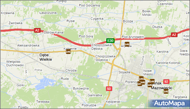 mapa Choszczówka Stojecka, Choszczówka Stojecka na mapie Targeo
