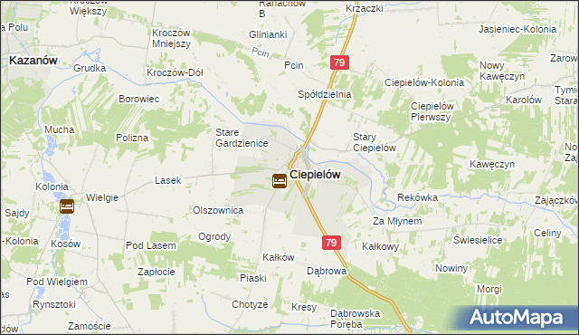 mapa Ciepielów powiat lipski, Ciepielów powiat lipski na mapie Targeo