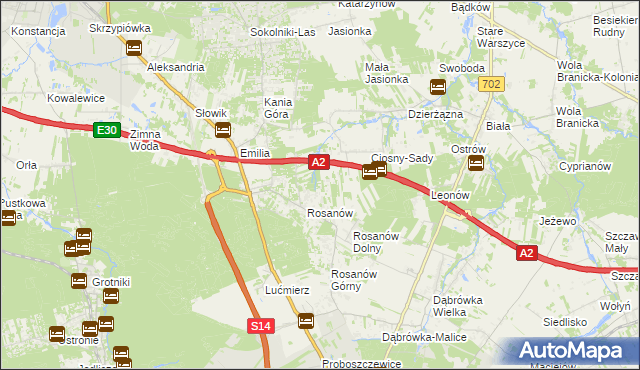 mapa Ciosny gmina Zgierz, Ciosny gmina Zgierz na mapie Targeo